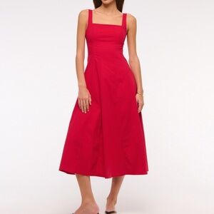 Abercrombie Red Mila Stretch Midi Dress NWT Size Small